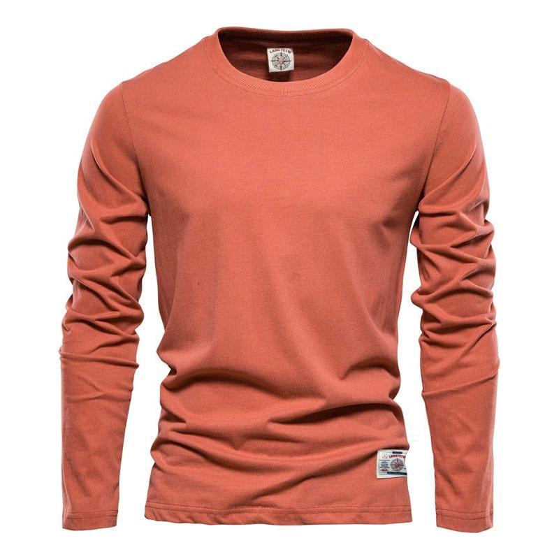 100% Cotton Long Sleeve T shirt For Men Solid Casual Men's T-shirts High Quality - Frimunt Clothing Co.