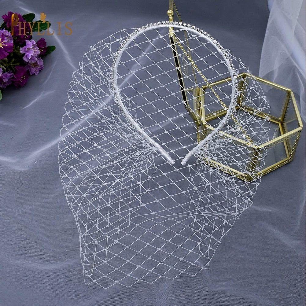 Bridal Birdcage Blusher Veil Crystals Face Veils Fascinator - Frimunt Clothing Co.