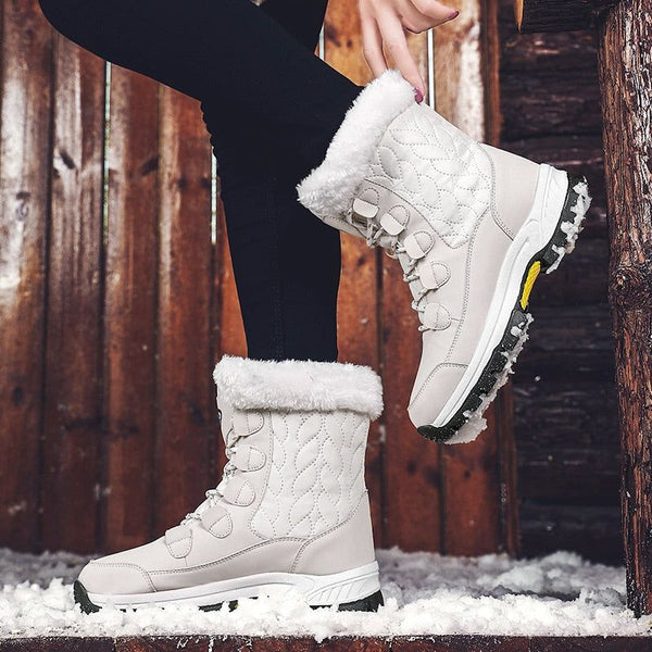 Women's Warm Ankle Winter Snow Boots Comfort Casual Lace-Up Thick Platform