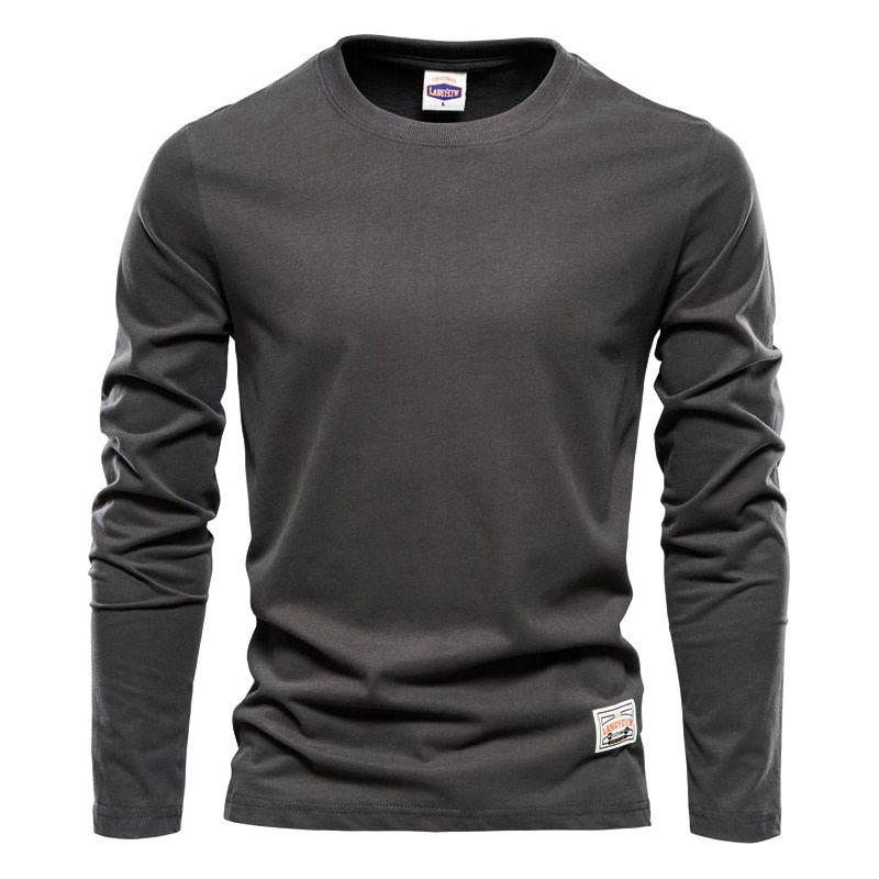 100% Cotton Long Sleeve T shirt For Men Solid Casual Men's T-shirts High Quality - Frimunt Clothing Co.