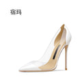 New Comfortable Clear Women Pointed Toe Pumps Clear Rhinestones High Heel Shoes - Frimunt Clothing Co.