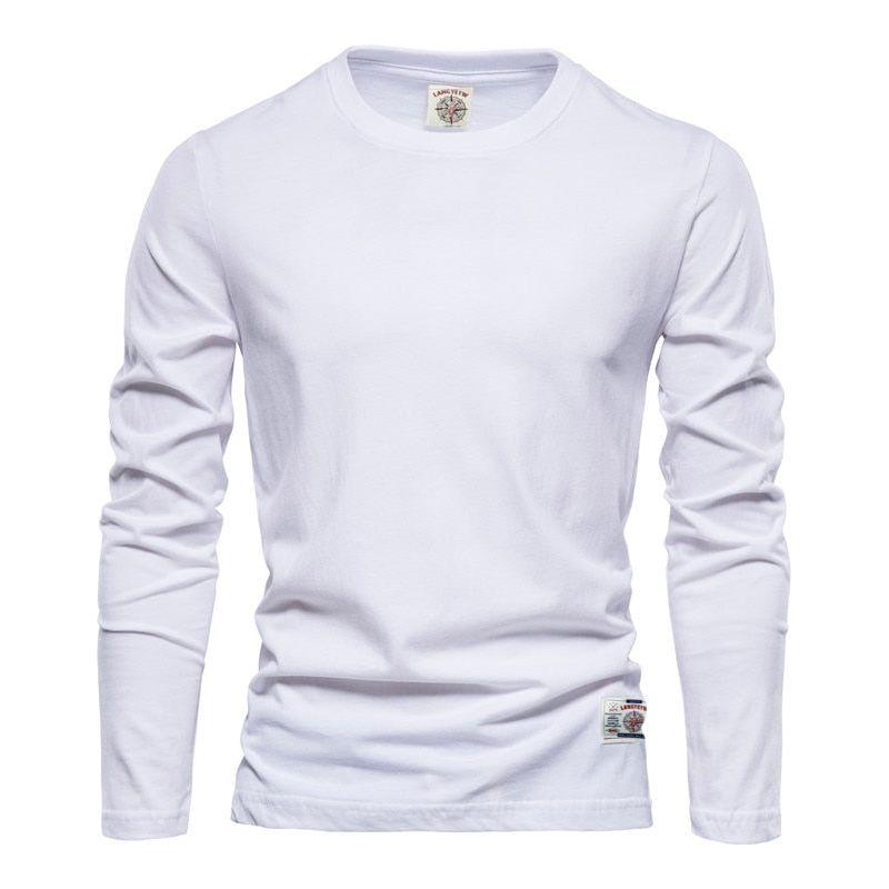 100% Cotton Long Sleeve T shirt For Men Solid Casual Men's T-shirts High Quality - Frimunt Clothing Co.