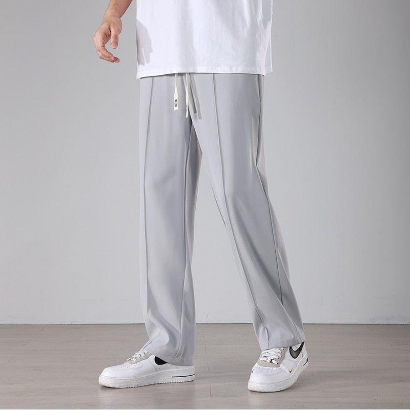 Men's Casual Pants New Drape Baggy Fashion Straight Wide Leg Black Apricot Light Gray - Frimunt Clothing Co.