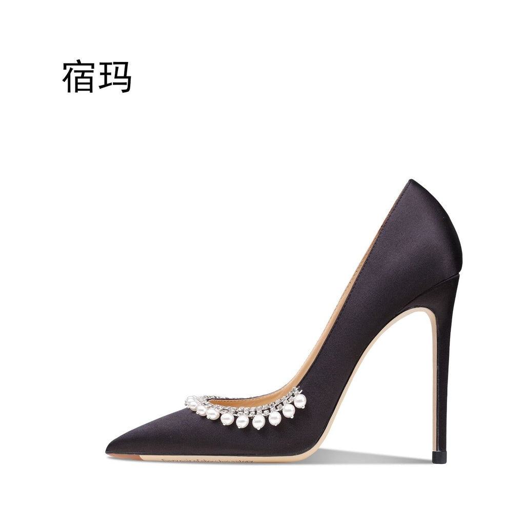 Beaded High Heel Luxury Fashion Pointed Toe Stiletto Wedding Pumps - Frimunt Clothing Co.