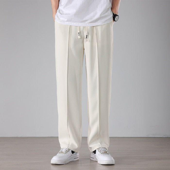 Men's Casual Pants New Drape Baggy Fashion Straight Wide Leg Black Apricot Light Gray - Frimunt Clothing Co.
