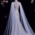 Bridal Wings With Pearls 2 Pieces Beaded Shoulder Veil Cathedral Drop Wedding Long Shawl - Frimunt Clothing Co.