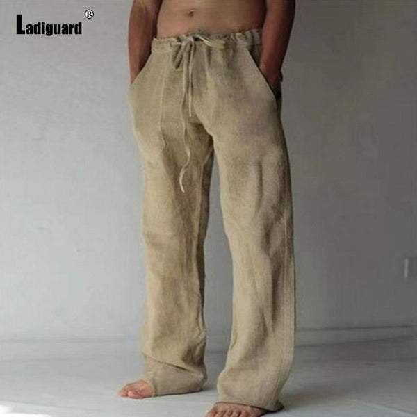 Men's Beachwear New Design Linen Pants Casual Drawstring Trouser Plus Sizes Solid Colors - Frimunt Clothing Co.