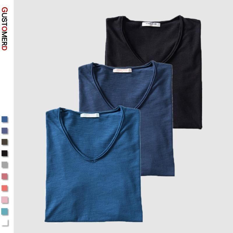 Men's T-Shirts Set 3PCS 100% Cotton Solid Colors Casual V-Neck Short Sleeve Soft Feel High Quality Tees - Frimunt Clothing Co.