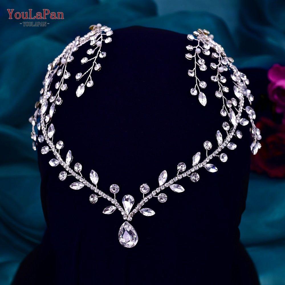 Luxury Rhinestones Wedding Forehead Headdress Water Drop Bridal Head Tiara With Combs - Frimunt Clothing Co.