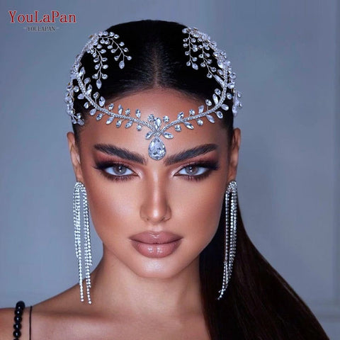 Luxury Rhinestones Wedding Forehead Headdress Water Drop Bridal Head Tiara With Combs - Frimunt Clothing Co.