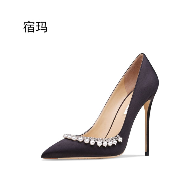 Beaded High Heel Luxury Fashion Pointed Toe Stiletto Wedding Pumps - Frimunt Clothing Co.