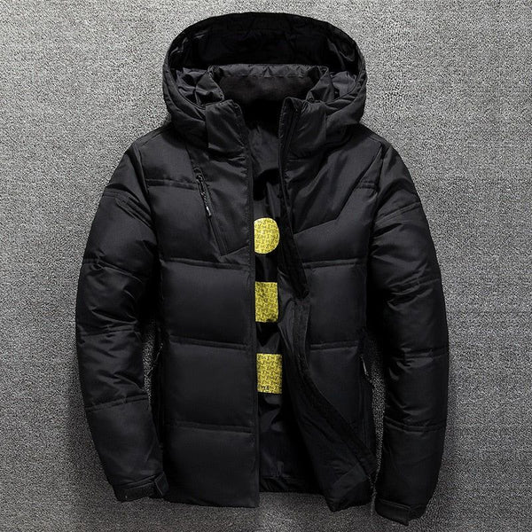 Winter Down Jacket With Hood Warm Men's Coat Stand Collar Puffer Thick Duck Parka