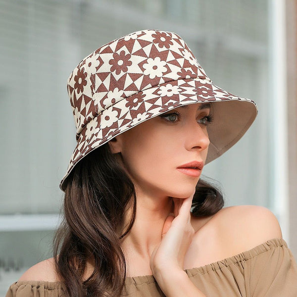 Cotton Bucket Hats Women Summer Sunscreen Floral Print Outdoor Fisherman Hat Beach Cap - Frimunt Clothing Co.