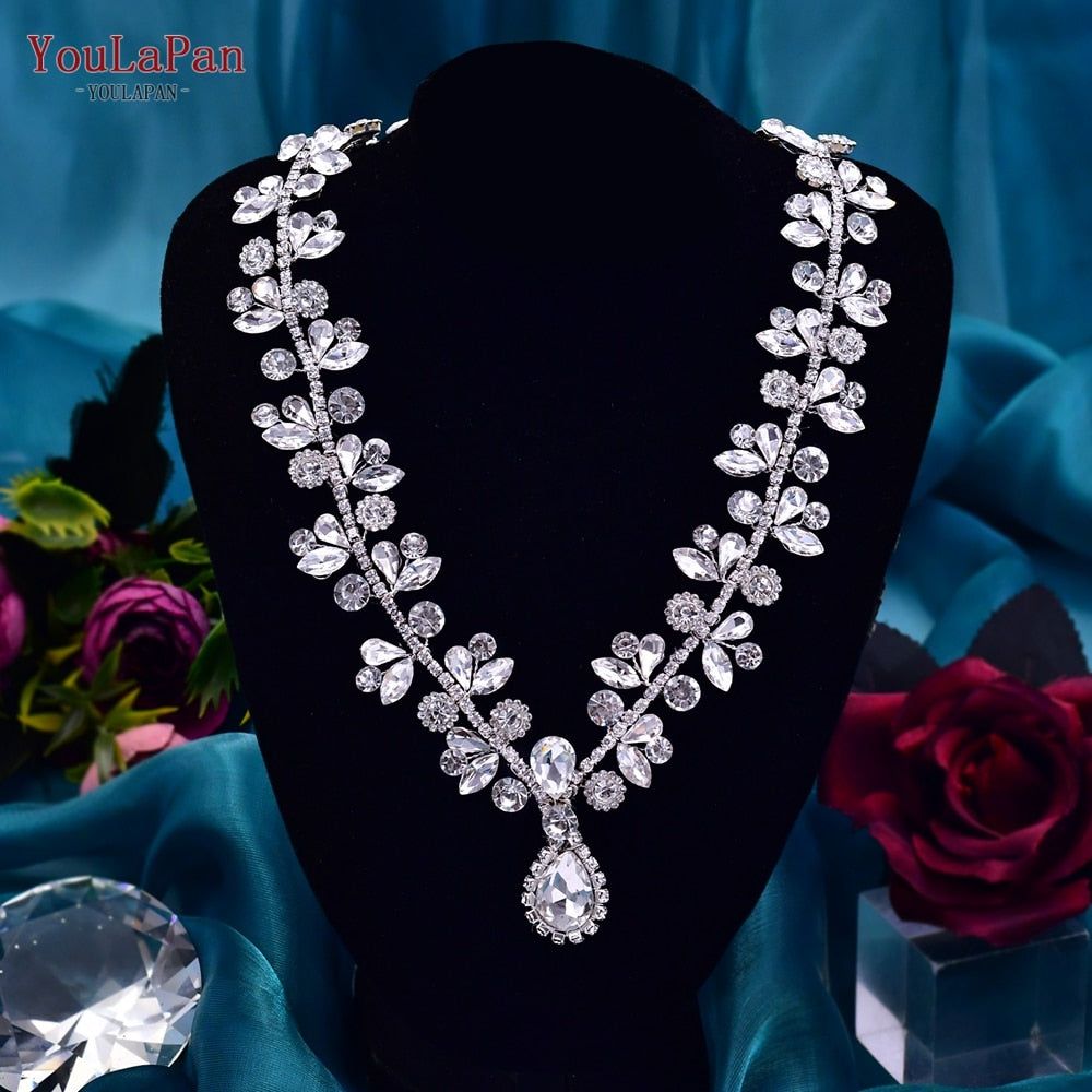 Bridal Sparkling Rhinestone Necklace Luxury Bridal Jewelry