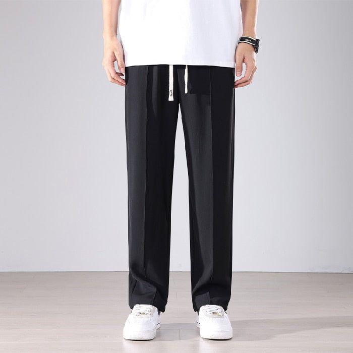 Men's Casual Pants New Drape Baggy Fashion Straight Wide Leg Black Apricot Light Gray - Frimunt Clothing Co.