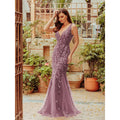 Plus Size Evening Dresses Mermaid Sleeveless V-Neck Sequin 2022 Elegant Prom Dress EP07886 - Frimunt Clothing Co.