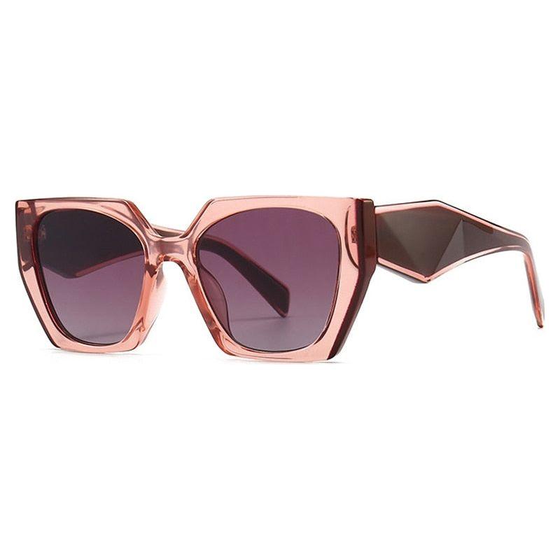 Women's Retro Polygon Cat Eye Colorful Sunglasses Clear Gradient Shades UV400 - Frimunt Clothing Co.