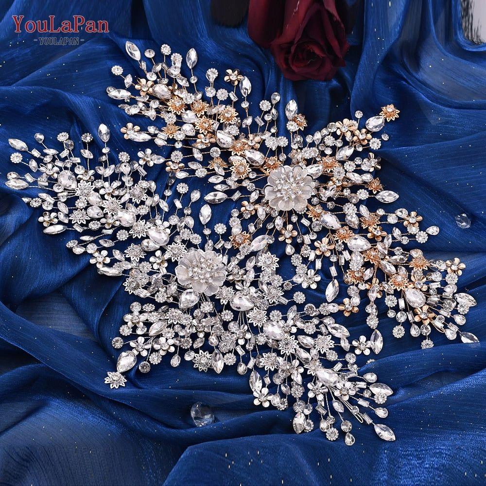 Luxury Bridal Hair Accessories Flower Wedding Crown Forehead Jewelry - Frimunt Clothing Co.