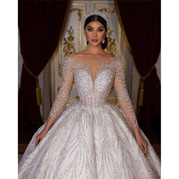 Julia Kui Custom Made Crystal Embroidered Wedding Dress