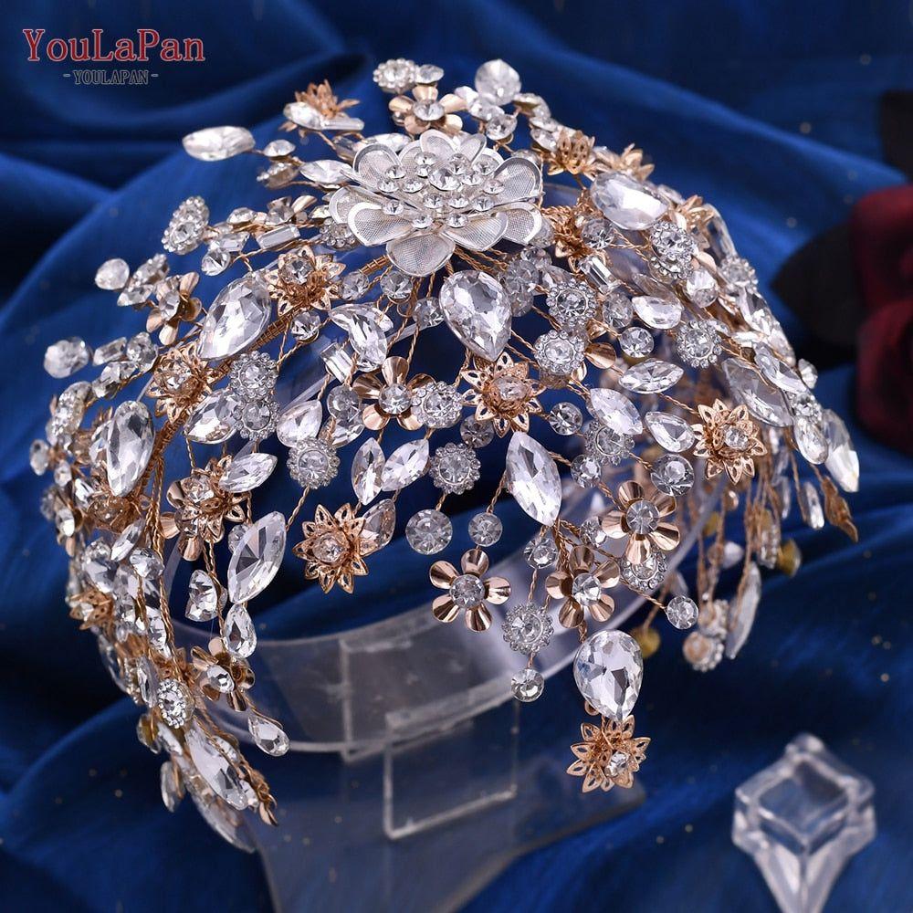 Luxury Bridal Hair Accessories Flower Wedding Crown Forehead Jewelry - Frimunt Clothing Co.