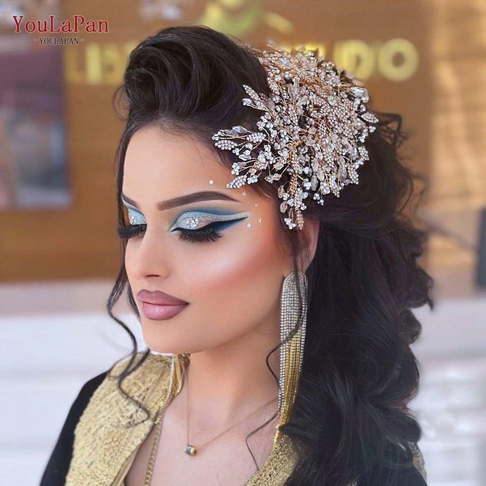 YouLaPan HP377 Ladies Wedding Crown Bridal Crowns for Brides Hair Accessories Metal Crystal Bridal Hair Band Wedding Tiara - Frimunt Clothing Co.