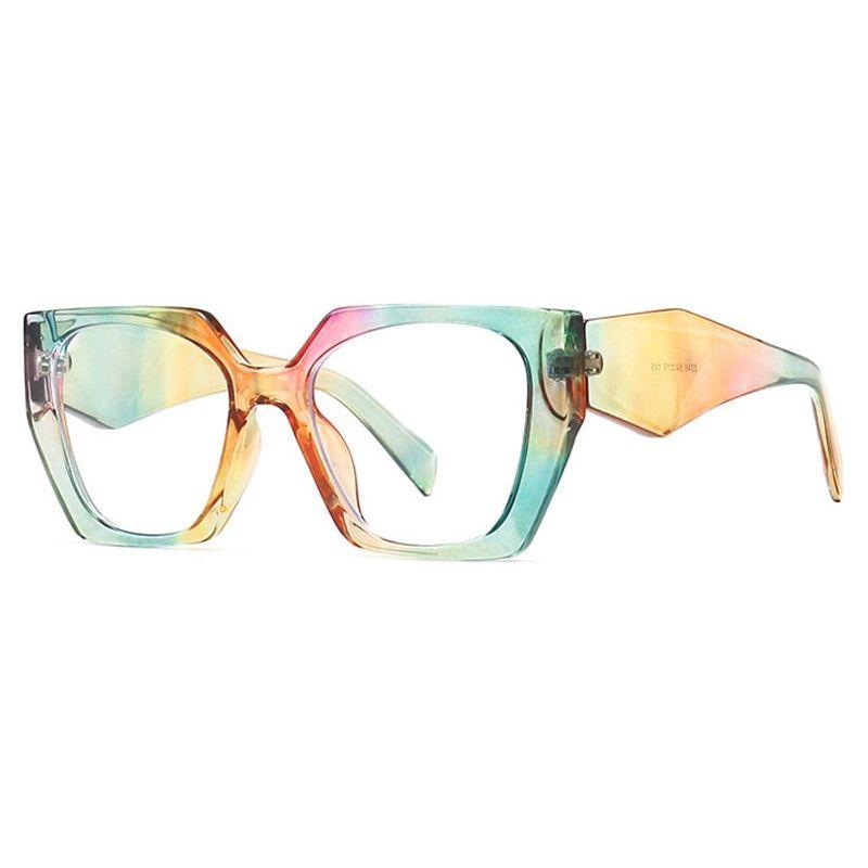 Women's Retro Polygon Cat Eye Colorful Sunglasses Clear Gradient Shades UV400 - Frimunt Clothing Co.