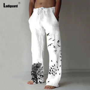 Men's Beachwear New Design Linen Pants Casual Drawstring Trouser Plus Sizes Assorted Prints - Frimunt Clothing Co.