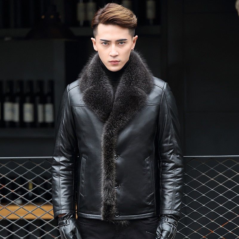 Men's Winter Super Warm Real Sheepskin Leather Jackets High Quality Fur Lining Thermal Thick - Frimunt Clothing Co.