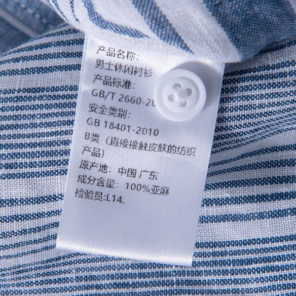 Casual Blue Striped Men's Short Sleeve Linen High Quality Shirt Summer Fashion L540 - Frimunt Clothing Co.