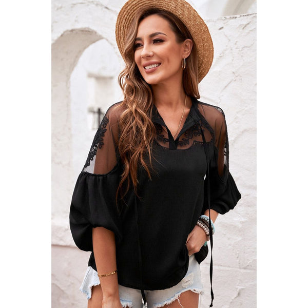 Mesh Lace Long Sleeve Top