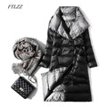 Women's Ultra Light Long Jacket Winter Double Sided Slim White Duck Down Coat Single Breasted - Frimunt Clothing Co.