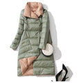 Women's Ultra Light Long Jacket Winter Double Sided Slim White Duck Down Coat Single Breasted - Frimunt Clothing Co.