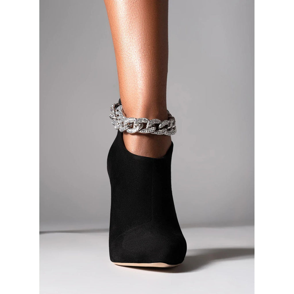 Women's Chain Decoration Ankle Boots Back Zipper Stiletto Heels Black Patent Leather & Suede Styles - Frimunt Clothing Co.